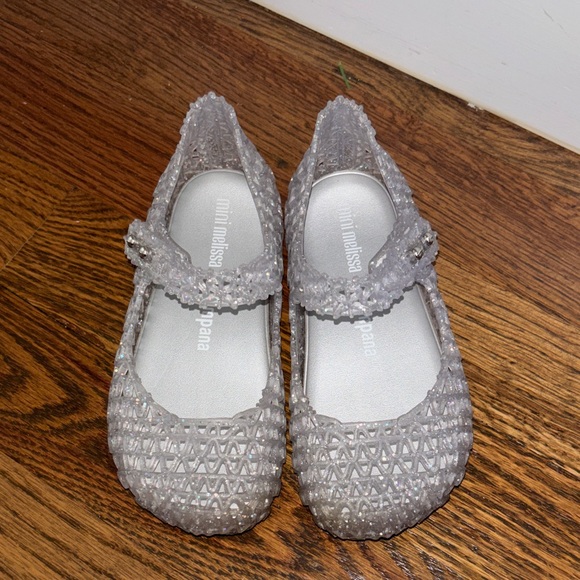 Mini Melissa Campana Kids Glittery Silver MaryJane Flats - Picture 7 of 7